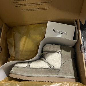 Koolaburra Gray and Cream Ankle Boots